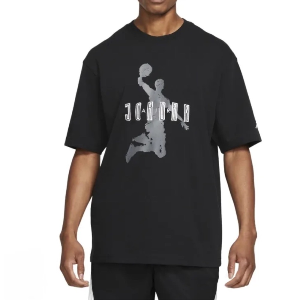Jordan Air DNA black short sleeve tee shirt with a grey graphic